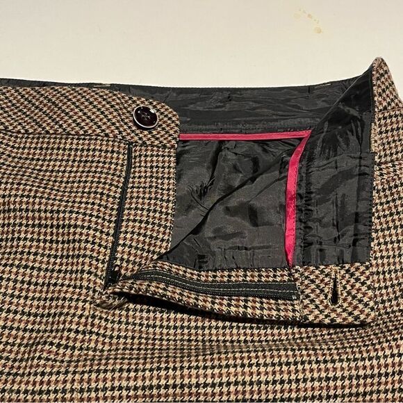 Eddie Bauer Women's Wool Blend Skirt Size 12 Black/Burgundy Houndstooth - Picture 5 of 6